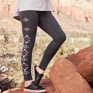 NEW Embroidered STRETCH Grey Leggings